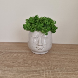 Szürke fej kaspódísz izlandi zuzmóval - mohakaspó - otthon & életmód - dekoráció - asztal és polc dekoráció - zuzmódekoráció, mohadekoráció - Meska.hu