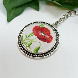 Piros pipacs medálos kulcstartó, Táska & Tok, Kulcstartó & Táskadísz, Kulcstartó, Mindenmás, MESKA