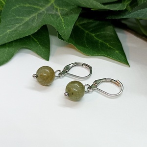 Labradorit ásványgyöngy biztonsági kapcsos fülbevaló  - Meska.hu
