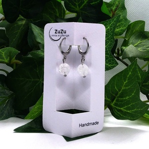 Roppantott hegyikristály ásványgyöngyös lógós nemesacél fülbevaló  - ékszer - fülbevaló - lógó fülbevaló - Meska.hu