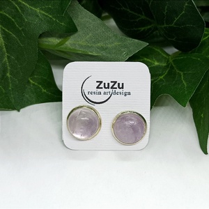 Ametiszt ásvány kaboson nikkelmentes pötty fülbevaló  - ékszer - fülbevaló - pötty fülbevaló - Meska.hu