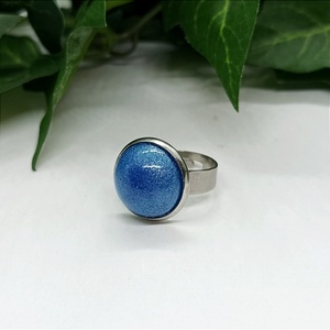 Kék színű műgyanta nemesacél gyűrű, Ékszer, Gyűrű, Szoliter gyűrű, Ékszerkészítés, MESKA