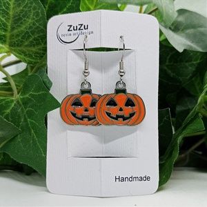  Narancssárga Halloween tök medálos, lógós fülbevaló  - otthon & életmód - dekoráció - halloween - halloweeni ékszerek - Meska.hu
