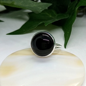 Fekete achát ásvány kaboson gyűrű , Ékszer, Gyűrű, Statement gyűrű, Ékszerkészítés, MESKA