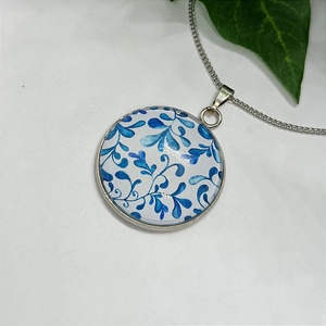  Inda mintás üveglencse medálos nemesacél nyaklánc - ékszer - nyaklánc - medálos nyaklánc - Meska.hu