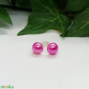 Pink-mályva-ezüst színkavalkád pötty fülbevalók - ékszer - fülbevaló - pötty fülbevaló - Meska.hu