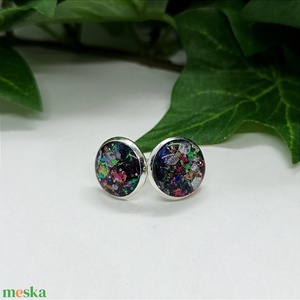 Pink-mályva-ezüst színkavalkád pötty fülbevalók - ékszer - fülbevaló - pötty fülbevaló - Meska.hu