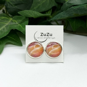 Barna és bézs színű márvány mintás pötty fülbevaló - ékszer - fülbevaló - pötty fülbevaló - Meska.hu