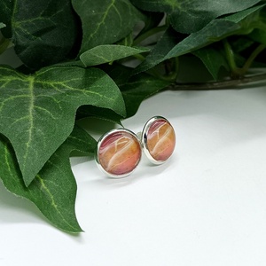 Barna és bézs színű márvány mintás pötty fülbevaló - ékszer - fülbevaló - pötty fülbevaló - Meska.hu