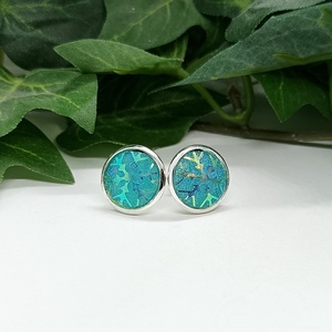 Világoskék hópehely mintás kaboson pötty fülbevaló  - Meska.hu