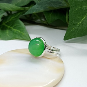 Zöld ónix achát ásvány kaboson gyűrű  - ékszer - gyűrű - statement gyűrű - Meska.hu