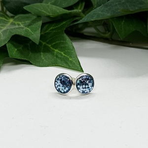 Csillogó jégkék műgyanta pötty fülbevaló , Ékszer, Fülbevaló, Pötty fülbevaló, Ékszerkészítés, MESKA