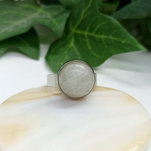 Hegyikristály ásvány kaboson nemesacél gyűrű  - ékszer - gyűrű - statement gyűrű - Meska.hu