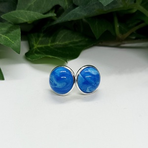 Kék márvány mintás pötty fülbevaló - Meska.hu