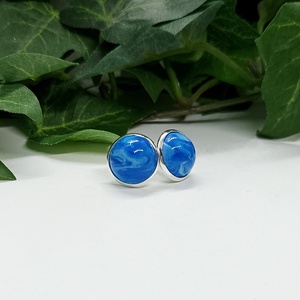 Kék márvány mintás pötty fülbevaló - ékszer - fülbevaló - pötty fülbevaló - Meska.hu