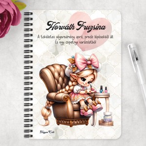 Személyre szabható - Aranyos Körmös manólány mintás A5-ös füzet - otthon & életmód - papír, írószer - jegyzetfüzet & napló - Meska.hu