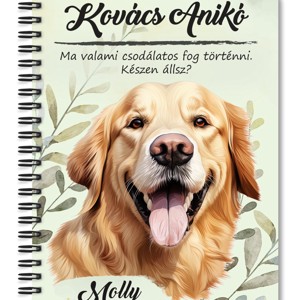 Személyre szabható - Golden Retriever portré mintás A6-os füzet, Otthon & Életmód, Papír, írószer, Jegyzetfüzet & Napló, , MESKA