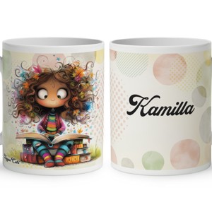 Névvel kérhető - Olvasó őszi Könyvmoly lány mintás bögre - Meska.hu