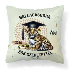 Ballagás 2026: leopárd mintás egyedi párna névvel - személyre szabott emlék (POLI40-0407) - Meska.hu