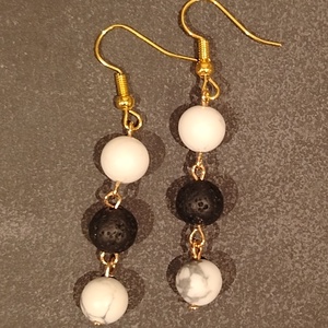 Lógós fülbevaló gyöngyökkel, Ékszer, Fülbevaló, Lógó fülbevaló, Ékszerkészítés, MESKA