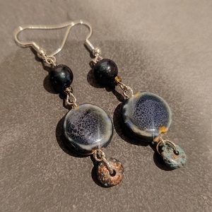 Lógós fülbevaló gyöngyökkel, Ékszer, Fülbevaló, Lógó fülbevaló, Ékszerkészítés, MESKA