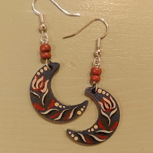 Virágos festett fülbevaló  - ékszer - fülbevaló - lógós kerek fülbevaló - Meska.hu Virágos festett fülbevaló  - ékszer - fülbevaló - lógós kerek fülbevaló - Meska.hu