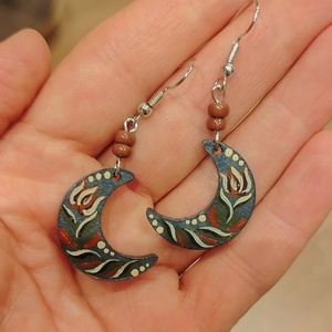 Virágos festett fülbevaló  - ékszer - fülbevaló - lógós kerek fülbevaló - Meska.hu Virágos festett fülbevaló  - ékszer - fülbevaló - lógós kerek fülbevaló - Meska.hu