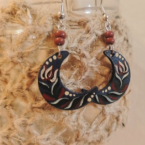 Virágos festett fülbevaló  - ékszer - fülbevaló - lógós kerek fülbevaló - Meska.hu Virágos festett fülbevaló  - ékszer - fülbevaló - lógós kerek fülbevaló - Meska.hu