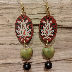 Virágos festett fülbevaló  - ékszer - fülbevaló - lógó fülbevaló - Meska.hu Virágos festett fülbevaló  - ékszer - fülbevaló - lógó fülbevaló - Meska.hu