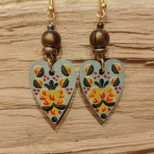 Virágos festett fülbevaló  - ékszer - fülbevaló - lógós kerek fülbevaló - Meska.hu Virágos festett fülbevaló  - ékszer - fülbevaló - lógós kerek fülbevaló - Meska.hu