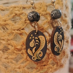 Leveles festett fülbevaló , Ékszer, Fülbevaló, Lógó fülbevaló, Festett tárgyak, MESKA