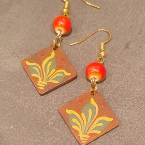 Leveles festett fülbevaló , Ékszer, Fülbevaló, Lógó fülbevaló, Festett tárgyak, MESKA