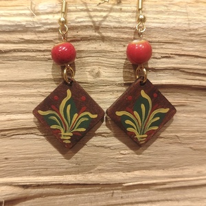 Leveles festett fülbevaló  - ékszer - fülbevaló - lógó fülbevaló - Meska.hu Leveles festett fülbevaló  - ékszer - fülbevaló - lógó fülbevaló - Meska.hu