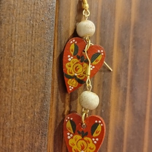 Virágos festett fülbevaló  - ékszer - fülbevaló - lógós kerek fülbevaló - Meska.hu