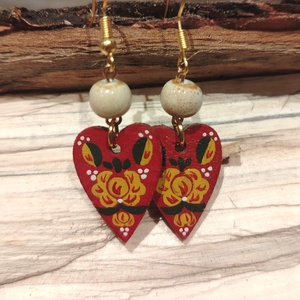 Virágos festett fülbevaló  - Meska.hu