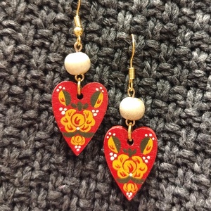 Virágos festett fülbevaló  - ékszer - fülbevaló - lógós kerek fülbevaló - Meska.hu