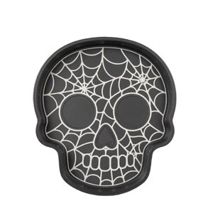 Halloween cukorkatartó tál, koponya pókhálóval � kínálótál, ékszertartó és gyűrűtartó tálca, 16 x 18 cm - Meska.hu
