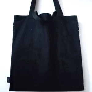 Bevásárlótáska, fekete, zsebes, rövid éd hosszú fül - táska & tok - bevásárlás & shopper táska - shopper, textiltáska, szatyor - Meska.hu