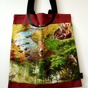 Bevásárlótáska, erdő zsebes, rövid és hosszú fül - táska & tok - bevásárlás & shopper táska - shopper, textiltáska, szatyor - Meska.hu