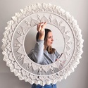 80 cm-es makramé óriás mandala falidísz, natúr fehér színű egyedi dekoráció - Meska.hu