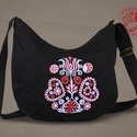 Szervető-buzsáki vézás-szíves félhold táska - fekete - Meska.hu