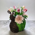 Csiga Kaspós Tulipános Virágkompozíció - Meska.hu
