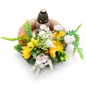 SÁRGA-FEHÉR VIRÁGOS SÍRDÍSZ MÉCSESSEL � JUTAKOSZORÚN, 35 CM - Meska.hu